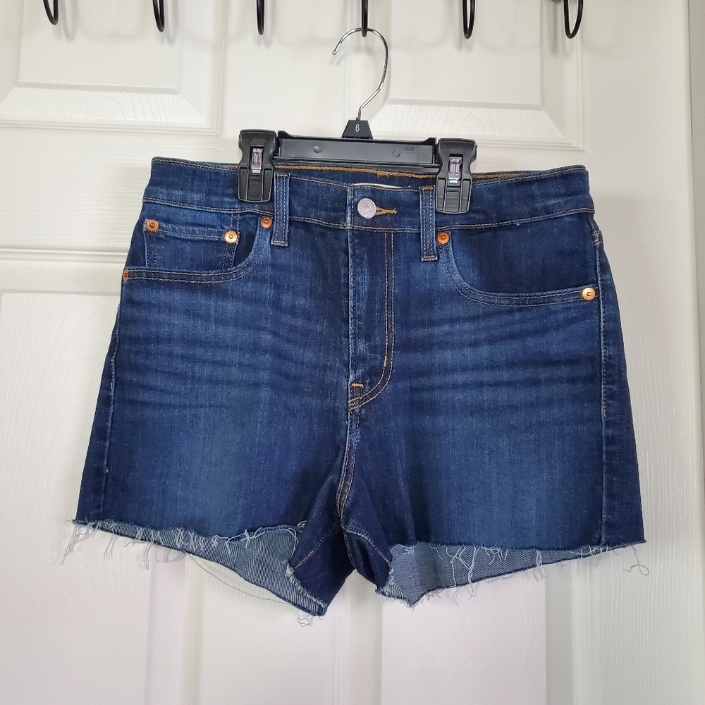 Levi's High-rise Blue Denim Shorts‎ Cutoff Women's Size 28